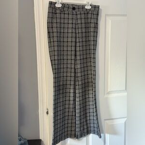 Betabrand Classic Dress Pant Yoga Pant | Bootcut small petite grey/black plaid